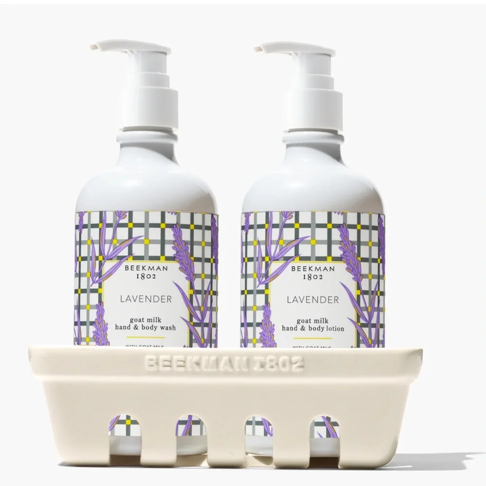BEEKMAN 1802 Lavender Hand Body Wash & Lotion Caddy Set NIB $54